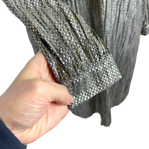 Sabina Musayev Agatha Metallic Gold Long Sleeve Mini Dress Neck Tie Size XXS - Picture 7 of 16